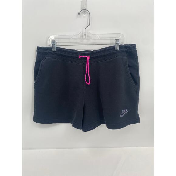 Nike Womens Sportswear Icon Clash Sweat Shorts Black Pink Drawstring Size XL - Picture 1 of 10